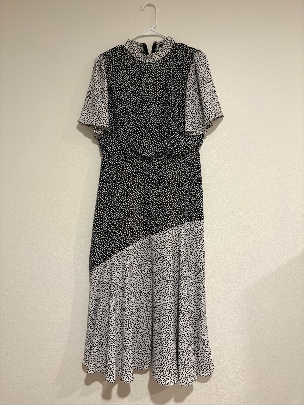 Ann Taylor Black & White Heart Print Midi Dress